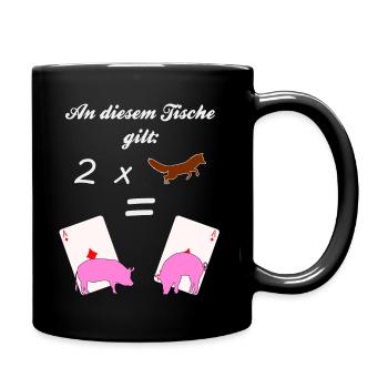 Doppelkopf Tradition Schweinchen Regel 2 Füchse - Tasse einfarbig - Schwarz - Rechts