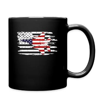 USA flag F 15 fighter jet - Full Colour Mug - black - Right