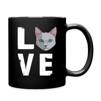 Love Russian Blue Cat Kitty Lover - Full Colour Mug - black - Right