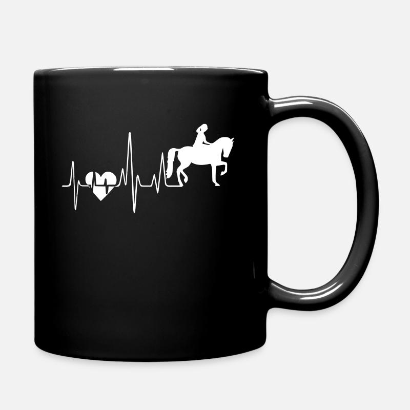 Reiten Reiten Reiten Herzschlag - Tasse einfarbig - Schwarz