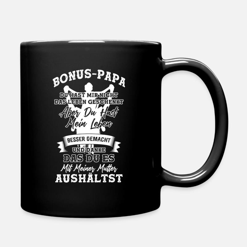 Bonus Papa Sprüche - Tasse einfarbig - Schwarz