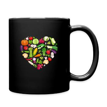 Vegan heart gift vegetarian vegetable fruit - Full Colour Mug - black - Right