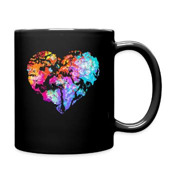 Stop racism design colorful world heart symbol - Full Colour Mug - black - Right