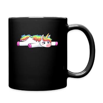 Müdes Einhorn KO Platt - Tasse einfarbig - Schwarz - Rechts