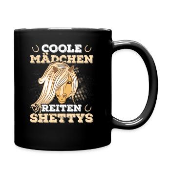 Shetlandpony Pony Shetty Reiter Pferd - Tasse einfarbig - Schwarz - Rechts