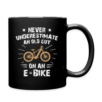 E-bike cyclist grandpa father Ebike MTB biker - Full Colour Mug - black - Right