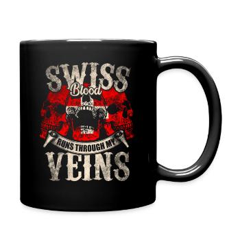 Swiss blood flows through my veins - Full Colour Mug - black - Right