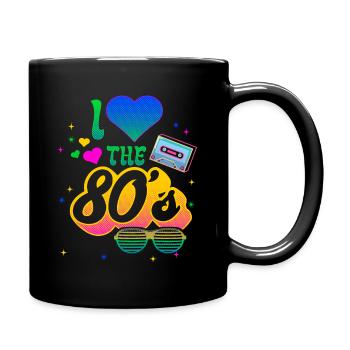 Love the eighties sunglasses cassette - Full Colour Mug - black - Right