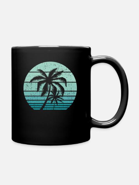 Vintage Beach Retro California Palm Trees Tropical - Tasse einfarbig - Schwarz