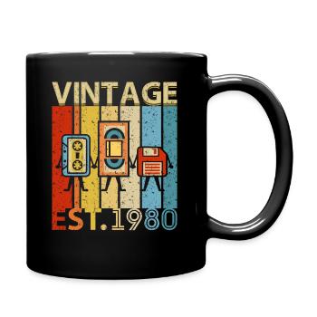 Vintage Best Of 1980 40th Birthday Cassette Tech H - Full Colour Mug - black - Right