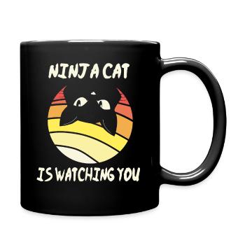 Ninja Cat vous regarde Katzen Kitten Katzenli - Mug uni - noir - Droite