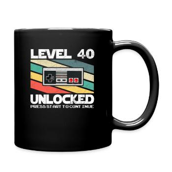 Level 40 Unlocked Video Gamer 40. Geburtstag Retro - Tasse einfarbig - Schwarz - Rechts