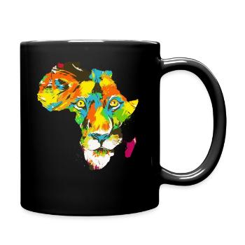 Roar Africa Map Lion Face Reggae Rasta Gift - Full Colour Mug - black - Right