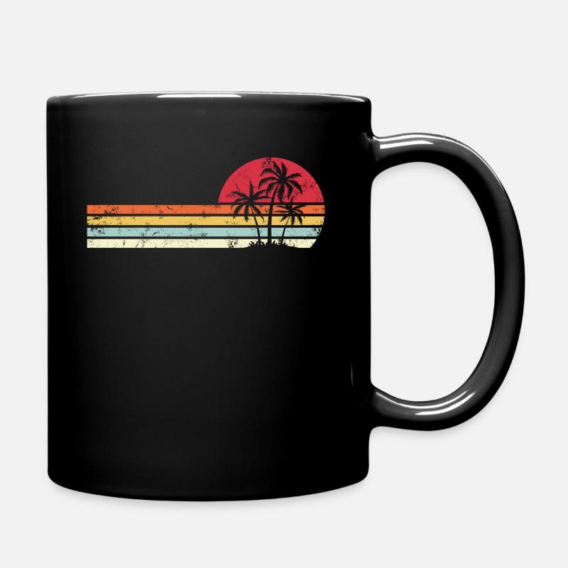 Palm Tree Retro Style Tropical Beach Pacific Ocean - Tasse einfarbig - Schwarz