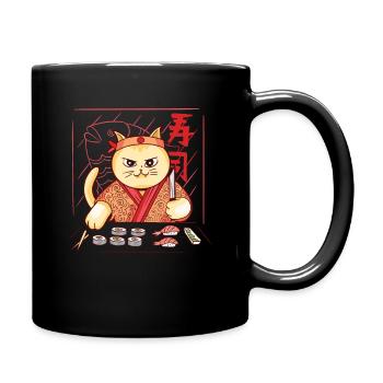 Kawaii Cat Sushi Master Sensei I Love Sushi - Full Colour Mug - black - Right