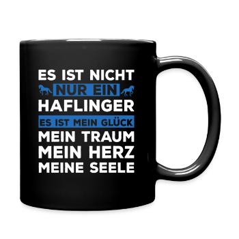Haflinger Pferd Reitsport Voltigieren Spruch Retro - Tasse einfarbig - Schwarz - Rechts