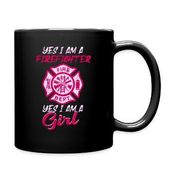 Firefighters woman fire rescue heroine fire protection - Full Colour Mug - black - Right
