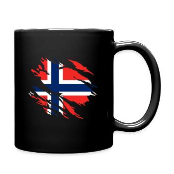 Norwegen Flagge - Tasse einfarbig - Schwarz - Rechts