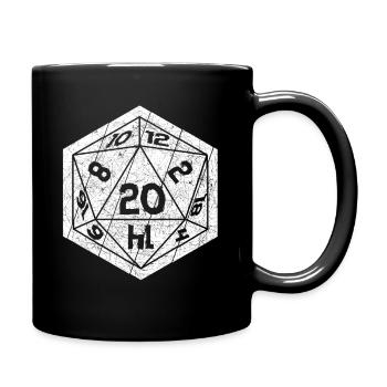 Role Playing Dice D20 vintage board game - Full Colour Mug - black - Right