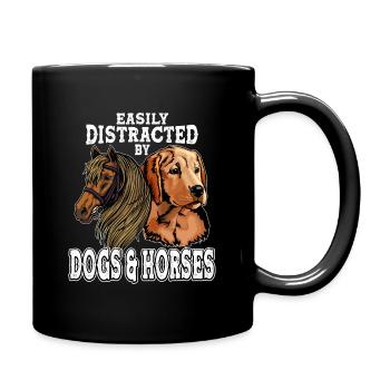 Légèrement distrait par les chiens et les chevaux - Mug uni - noir - Droite
