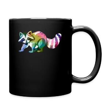 Waschbär Niedliches Tier - Tasse einfarbig - Schwarz - Rechts