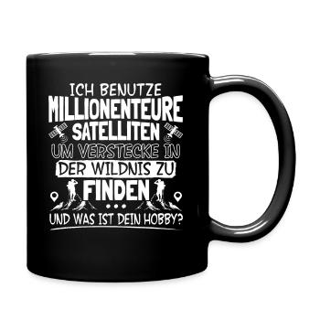 Geochaching Geochache Geocacher Geocach Satelliten - Tasse einfarbig - Schwarz - Rechts