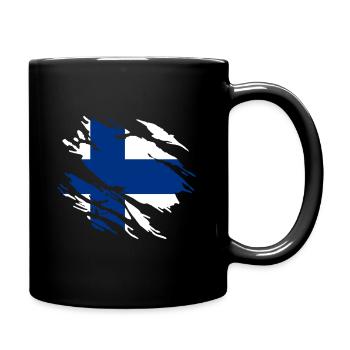 Finland Flag - Full Colour Mug - black - Right