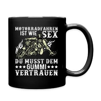 Motorradfahren ist wie Sex lustig Biker Geschenk - Tasse einfarbig - Schwarz - Rechts