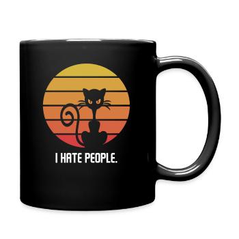 Je déteste les gens chat rétro drôle cadeau - Mug uni - noir - Droite