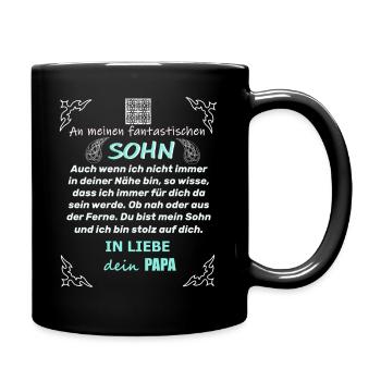 Sohn Papa Text - Tasse einfarbig - Schwarz - Rechts