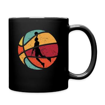 Vintage retro basketball 70s sport - Full Colour Mug - black - Right