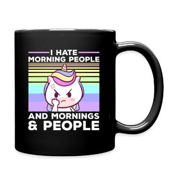 Je déteste les paroles des femmes licorne des gens du matin - Mug uni - noir - Droite
