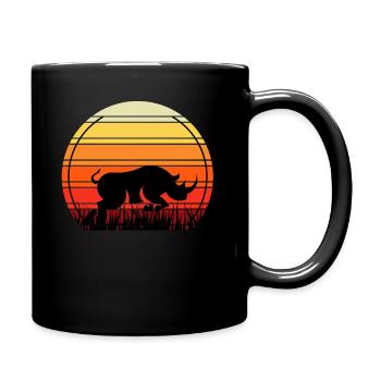 Retro Rhino Zoo - Full Colour Mug - black - Right