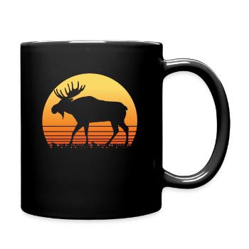 Silhouette de soleil rétro Moose - Mug uni - noir - Droite