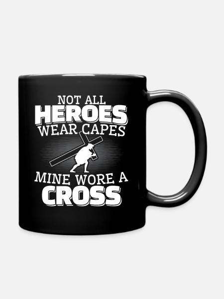 Jesus Christ With Cross Christian Christianity - Full Colour Mug - black