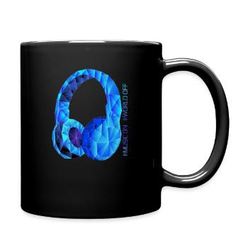 Casque musique géométrique sur, monde de poly - Mug uni - noir - Droite