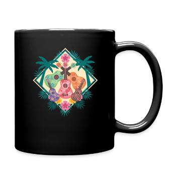 Ukulele Musik Hawaii Tropischer Feiertag Aloha - Tasse einfarbig - Schwarz - Rechts