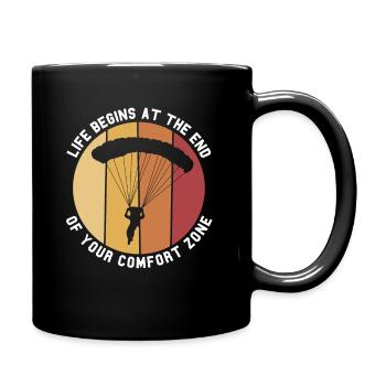 At The End Of Your Comfort Zone Fallschirmspringer - Tasse einfarbig - Schwarz - Rechts