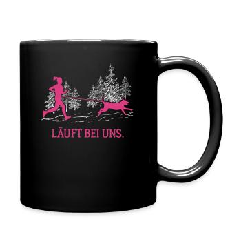 Läuft bei uns Canicross Hundesport Laufen Frauen - Tasse einfarbig - Schwarz - Rechts