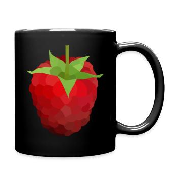 Low Poly Art [LPA] Himbeeren Design - Tasse einfarbig - Schwarz - Rechts