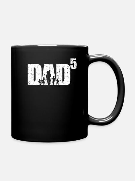 Dad hoch 5 Vater mit 5 Kindern fünffacher Papa - Tasse einfarbig - Schwarz