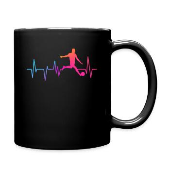 Fußball Herzschlag EKG Fußballspieler - Tasse einfarbig - Schwarz - Rechts