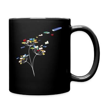 Livres de pissenlit Conception de cadeau de lecteur floral de fleur - Mug uni - noir - Droite