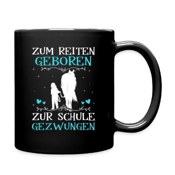 Pferde Mädchen Geschenk - Tasse einfarbig - Schwarz - Rechts
