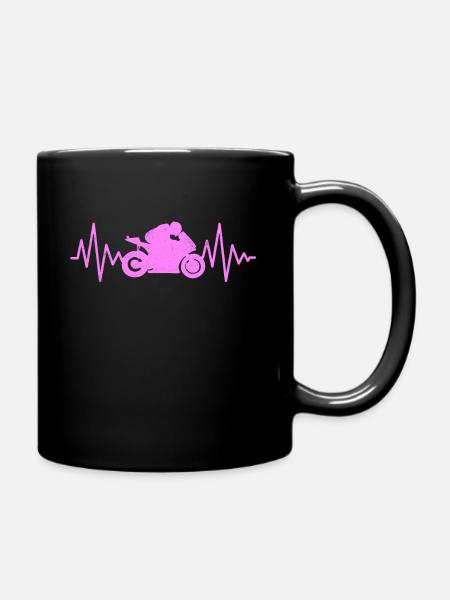 Moto de course EKG heartbeat moto femme - Mug uni - noir
