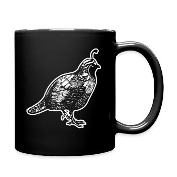 Quail Quail Floral Pattern - Full Colour Mug - black - Right