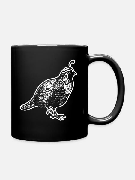 Wachtel Wachtel Blumenmuster - Tasse einfarbig - Schwarz