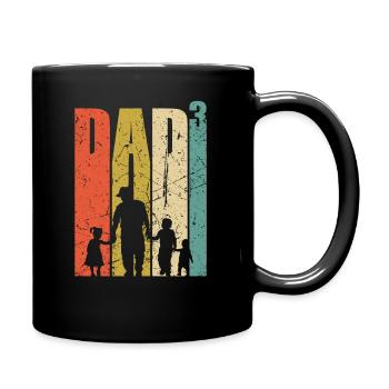 Dad hoch 3 stolzer Vater 3 Kinder dreifacher Papa - Tasse einfarbig - Schwarz - Rechts