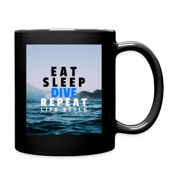 EAT SLEEP DIVE REPEAT diver holiday hobby shirt - Full Colour Mug - black - Right