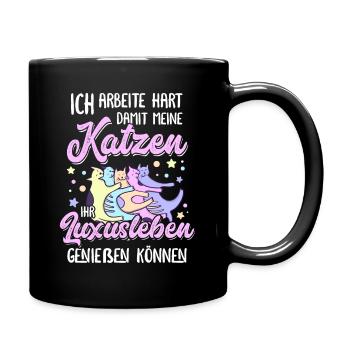 Katzenmama Katzen Spruch Katzenliebhaber Geschenk - Tasse einfarbig - Schwarz - Rechts